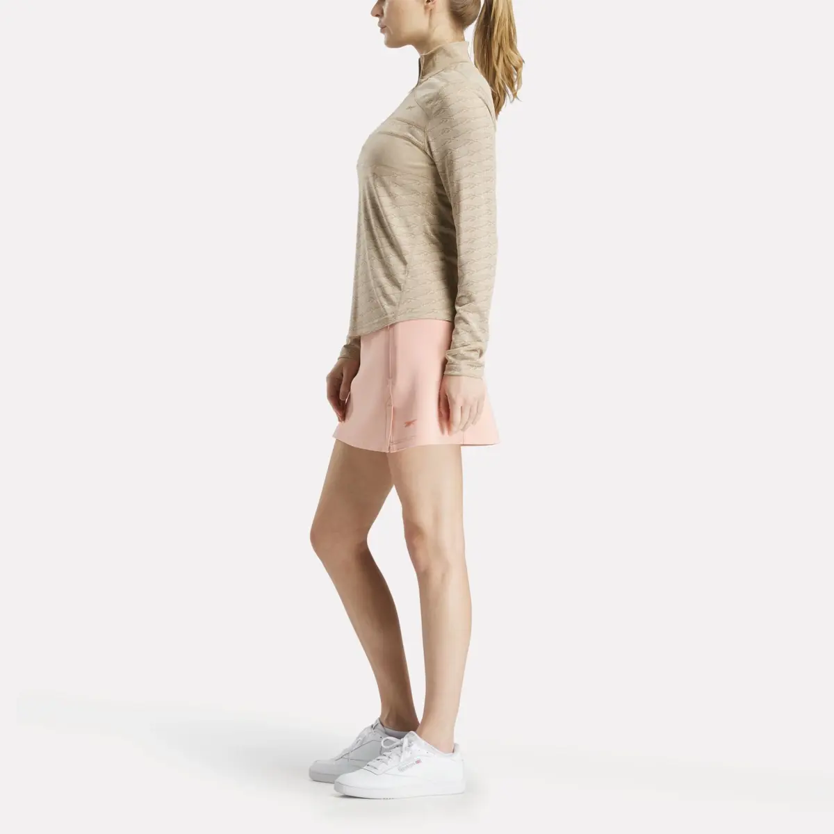 Damen-Golfpullover mit langen Ärmeln, Engineered Vector Jacquard und 1/4-Reißverschluss