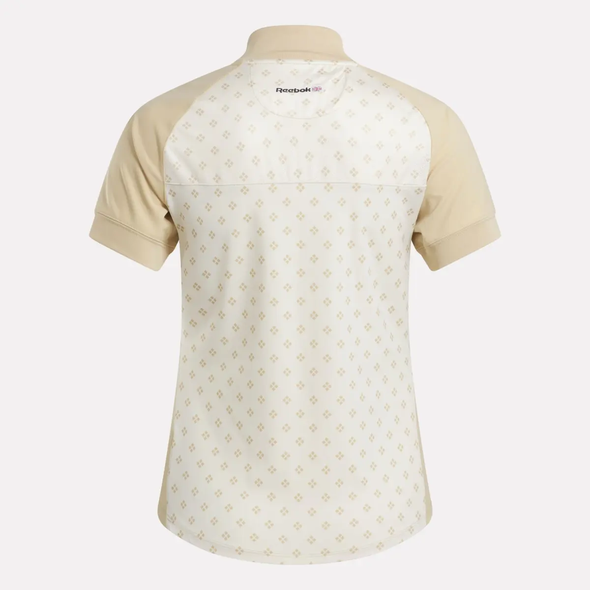 Damen-Kurzarm-Shirt mit 1/4-Reißverschluss und Mini-Argyle-Print Damen-Kurzarm-Shirt mit 1/4-Reißverschluss und Mini-Argyle-Print