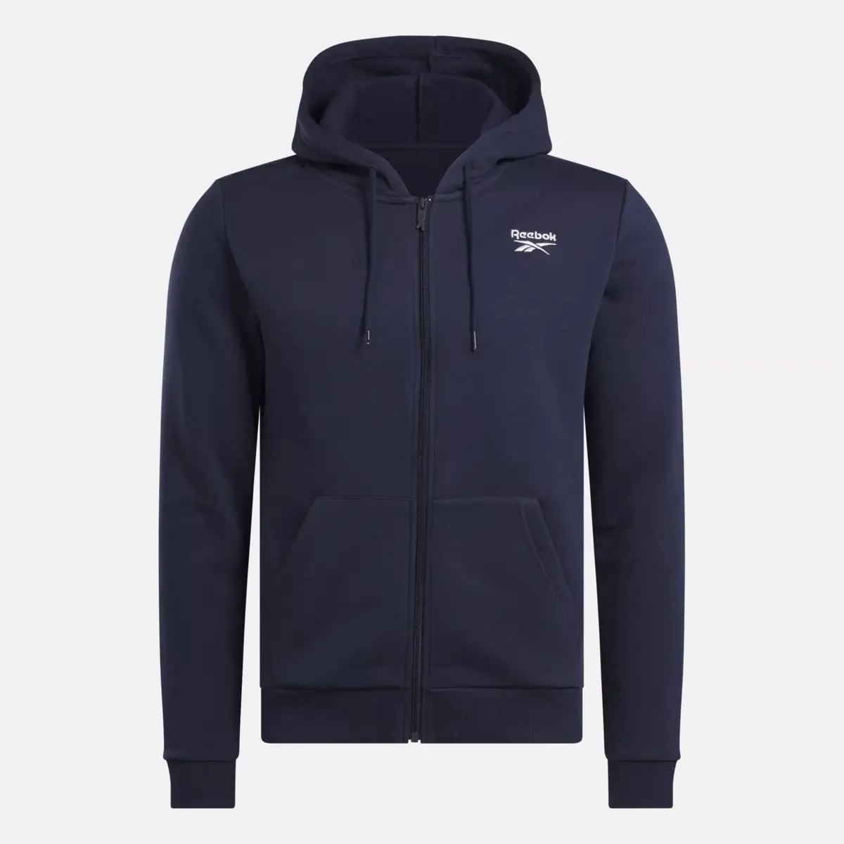 Herren-Fleece-Hoodie mit kleinem Reebok-Logo und durchgehendem Reißverschluss Herren-Fleece-Hoodie mit kleinem Reebok-Logo und durchgehendem Reißverschluss