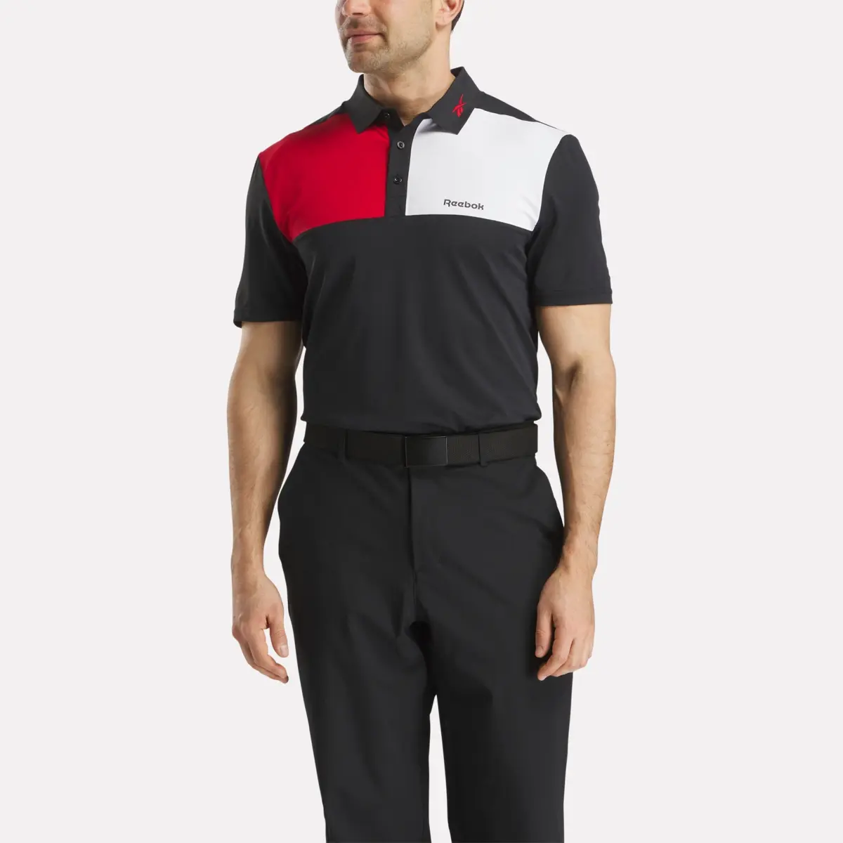 Herren-Polohemd mit gebondetem Kragen und Farbblock