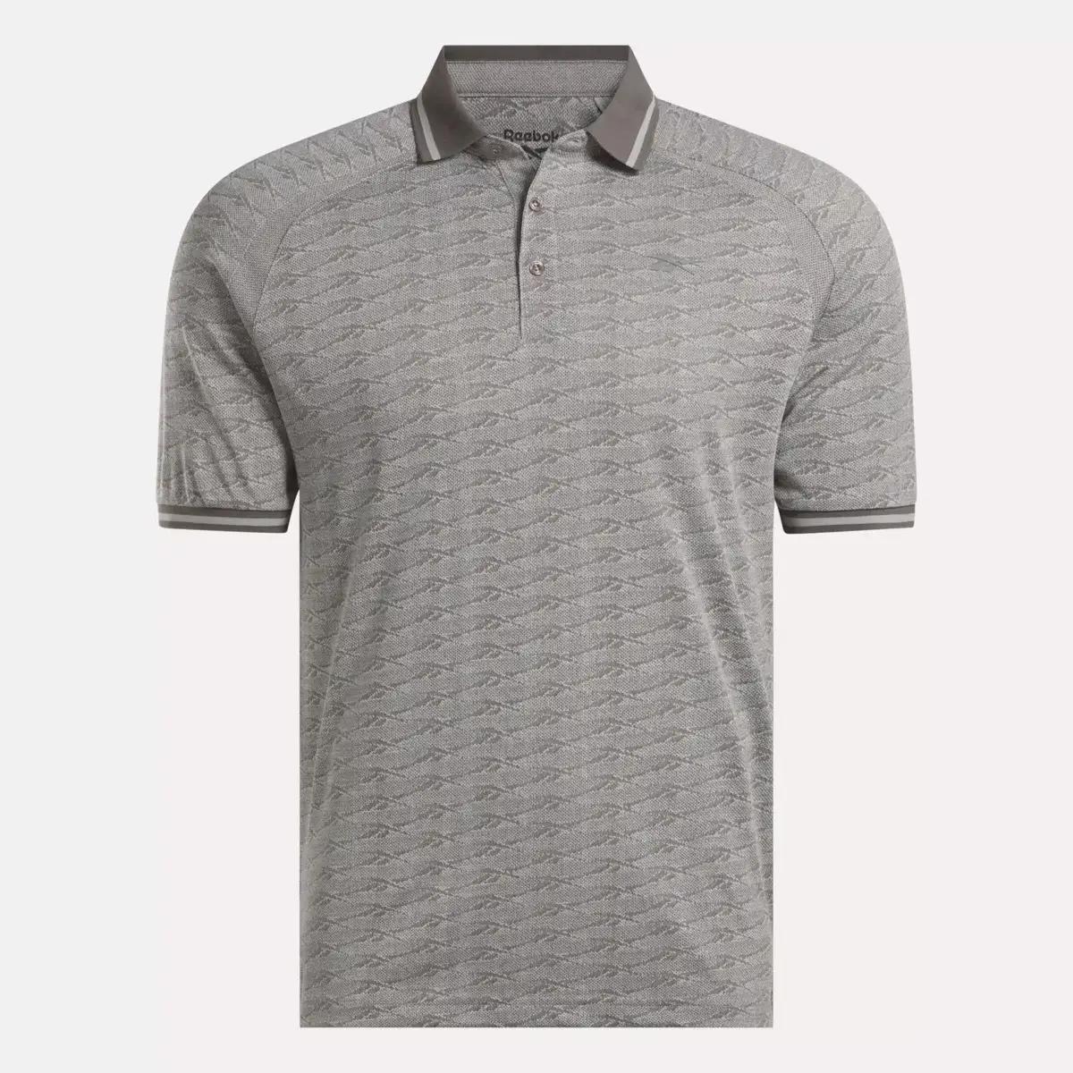 Herren-Poloshirt mit kurzen Ärmeln, tonalem Vector-Jacquard und geripptem Kragen Herren-Poloshirt mit kurzen Ärmeln, tonalem Vector-Jacquard und geripptem Kragen