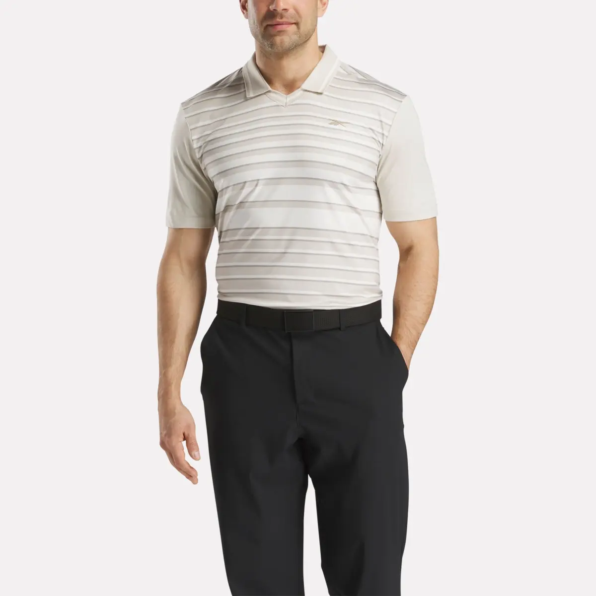 Herren-Pullover-Polohemd mit kurzen Ärmeln, Streifen und Kragen mit Zipp Herren-Pullover-Polohemd mit kurzen Ärmeln, Streifen und Kragen mit Zipp