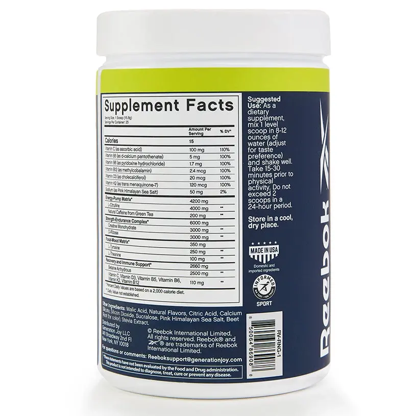 Reebok ReeEnergize Pre-Workout + Kreatin Reebok ReeEnergize Pre-Workout + Kreatin