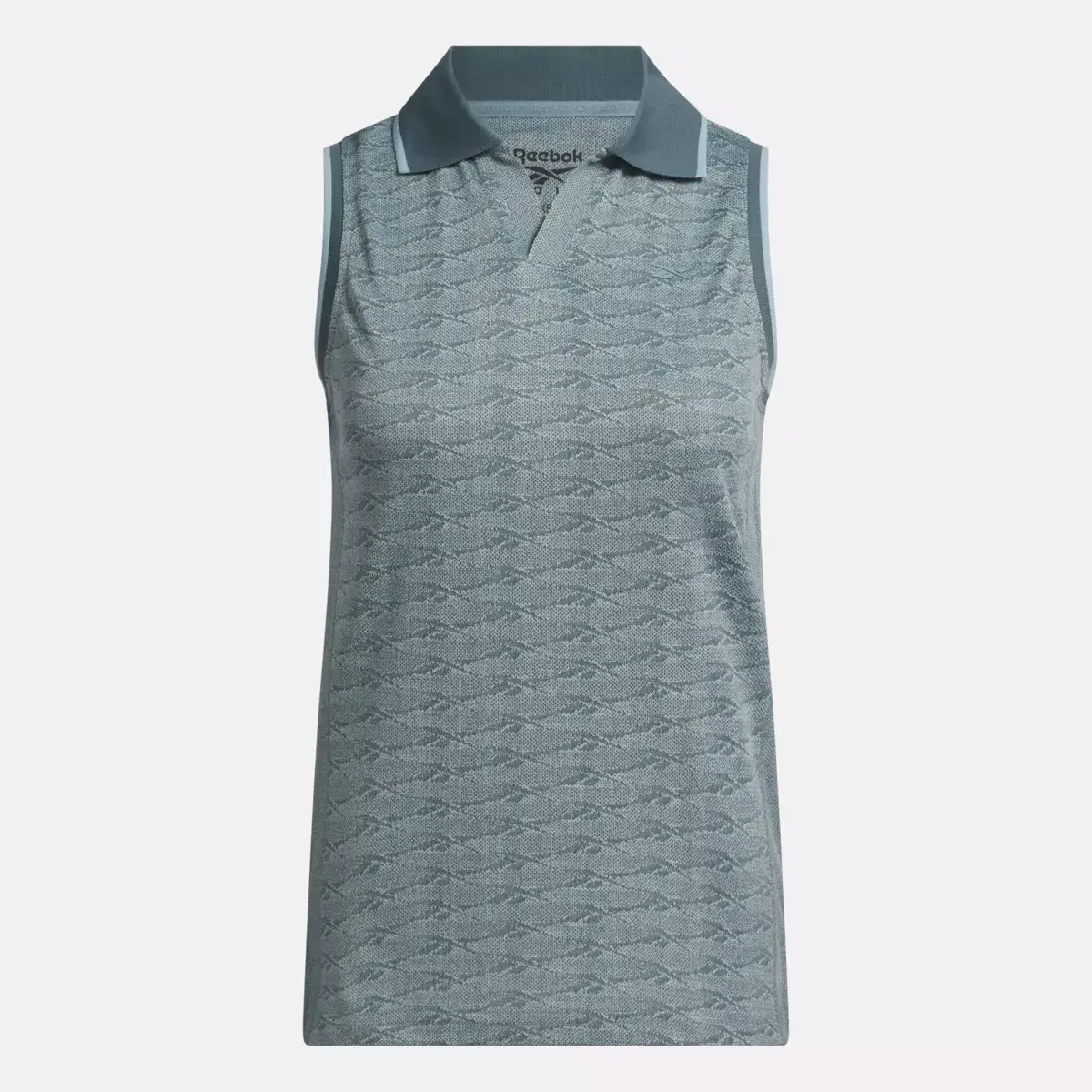 Ärmelloses Golf-Poloshirt für Damen mit tonalem Vector-Jacquard Ärmelloses Golf-Poloshirt für Damen mit tonalem Vector-Jacquard