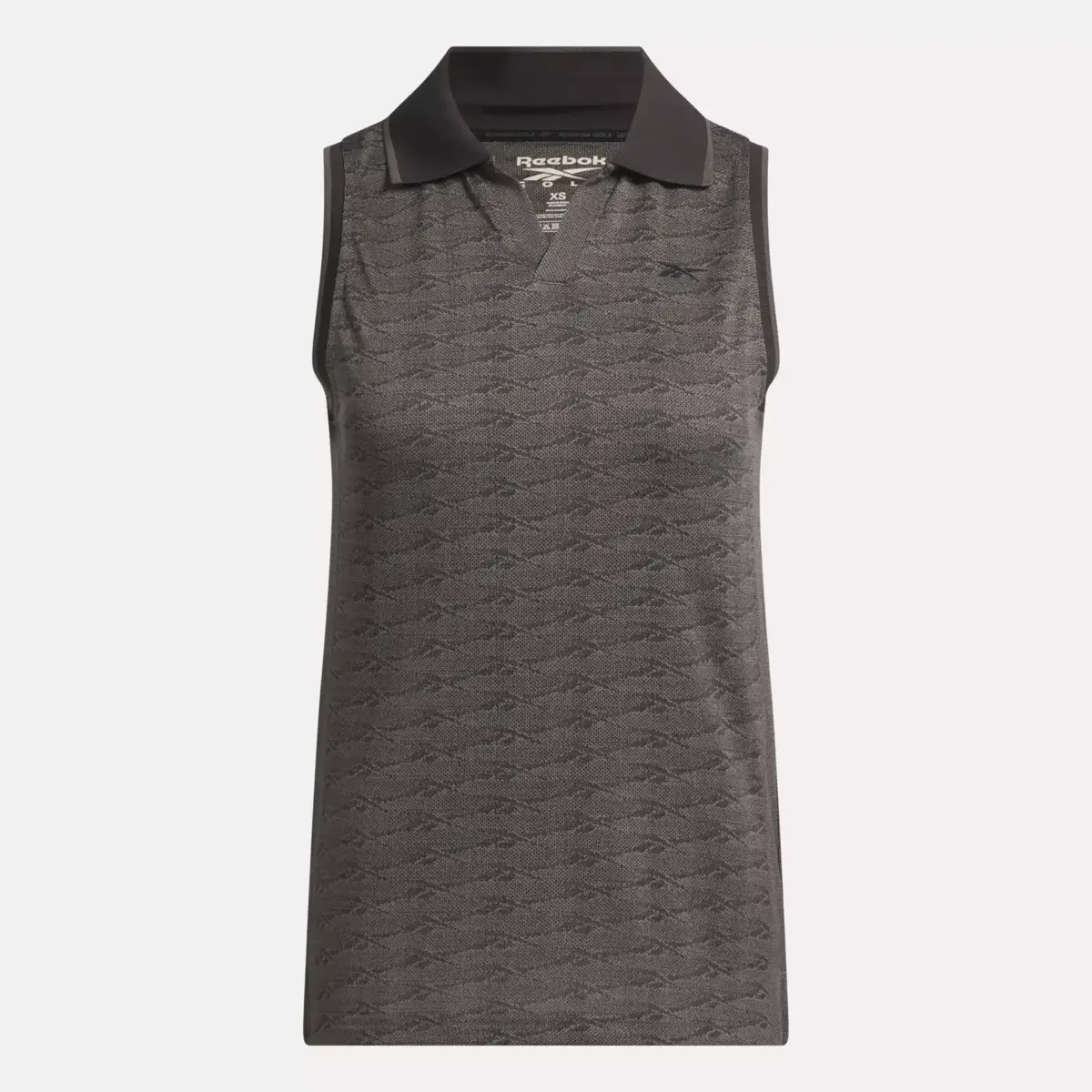 Ärmelloses Golf-Poloshirt für Damen mit tonalem Vector-Jacquard Ärmelloses Golf-Poloshirt für Damen mit tonalem Vector-Jacquard